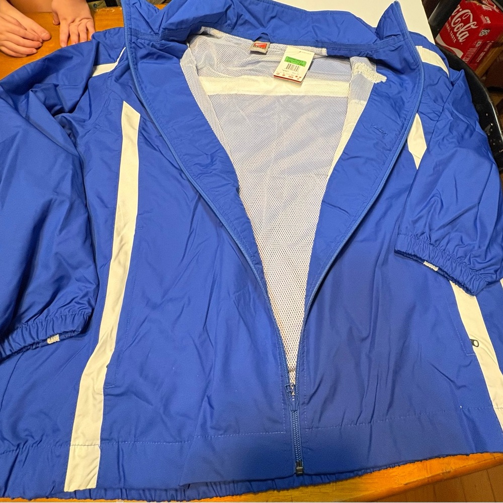 Nike blue and white windbreaker jacket with STANTON BASKETBALL men women xl - Picture 8 of 12